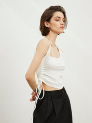 Drawstring Ruched Crop Tank Top