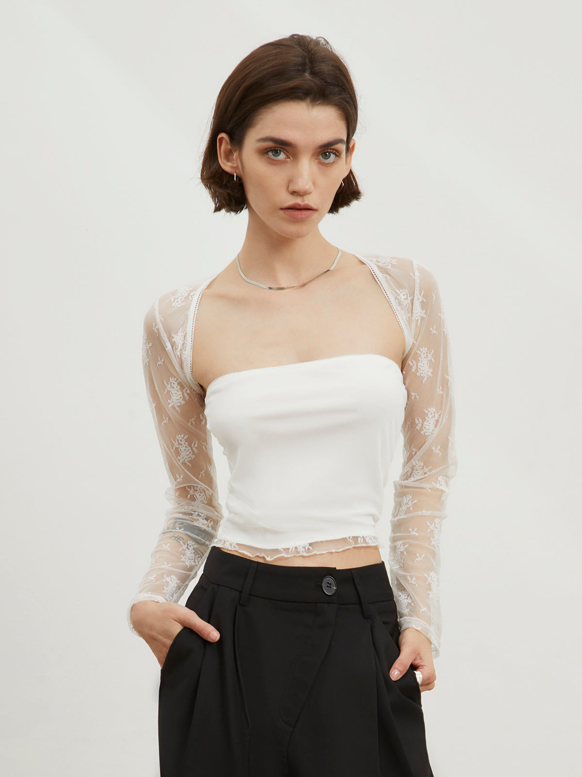 Mesh Bolero Two Piece Lace Top