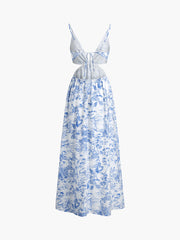 Toile De Jouy Open Back Long Dress