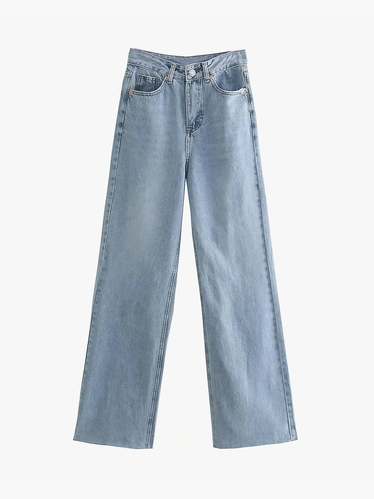 Spring Breeze Button Straight Leg Jeans