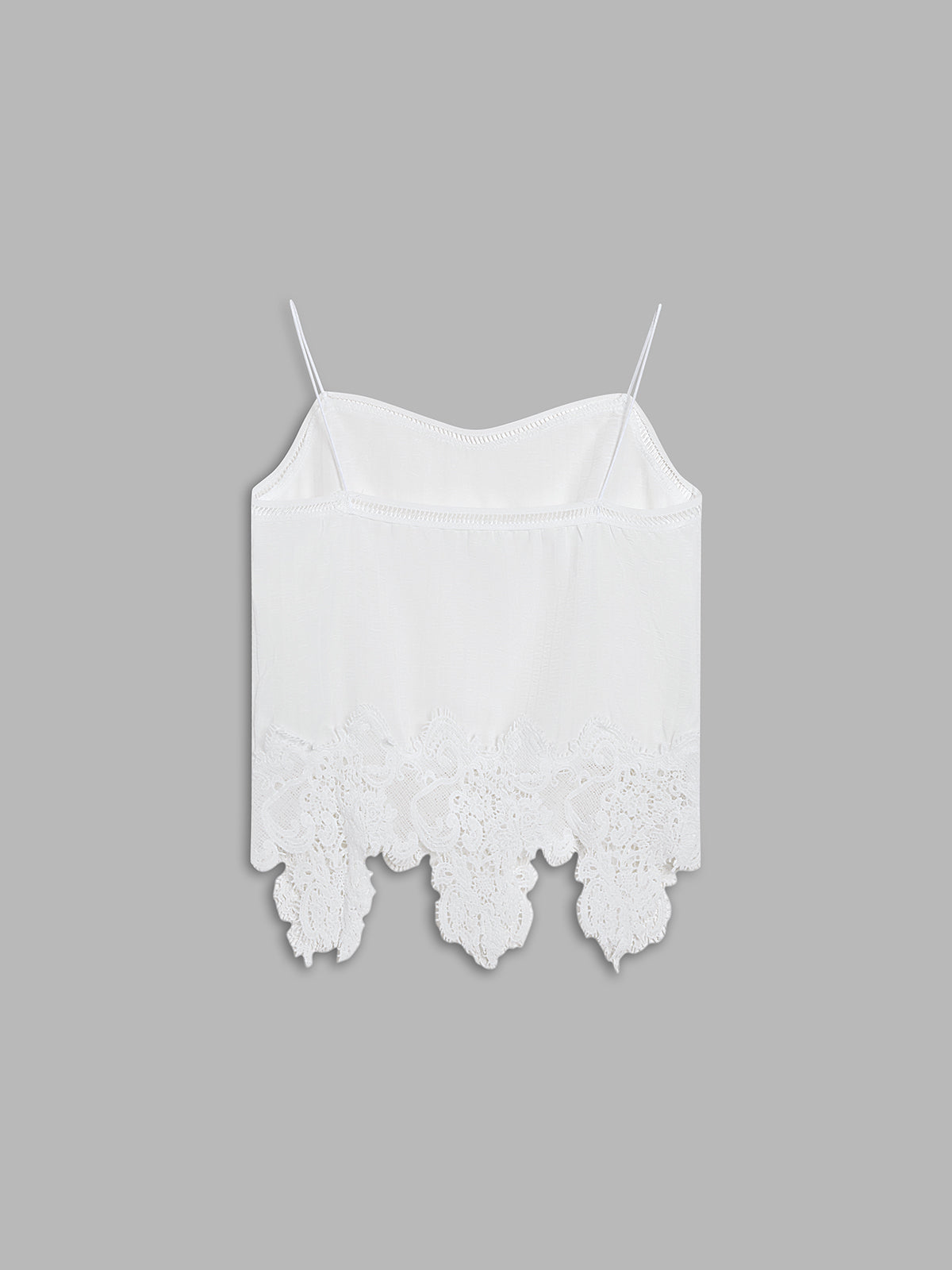 Eyelash Lace Trim Satin Crop Top