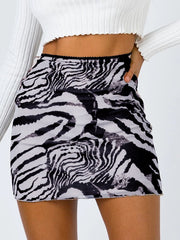 Zebra Print Mesh Skirt