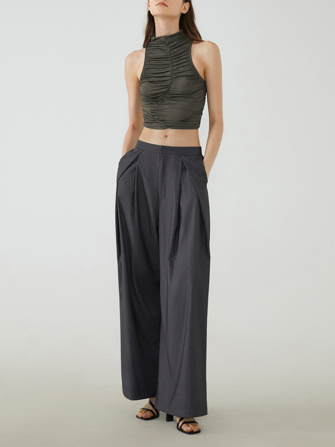 Ruched Crop Tank Top