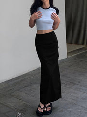 Basic Ruched Maxi Skirt