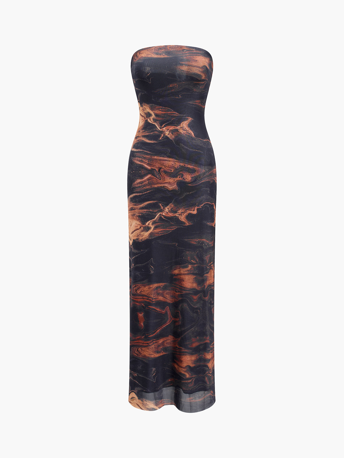 Magma Print Mesh Tube Long Dress