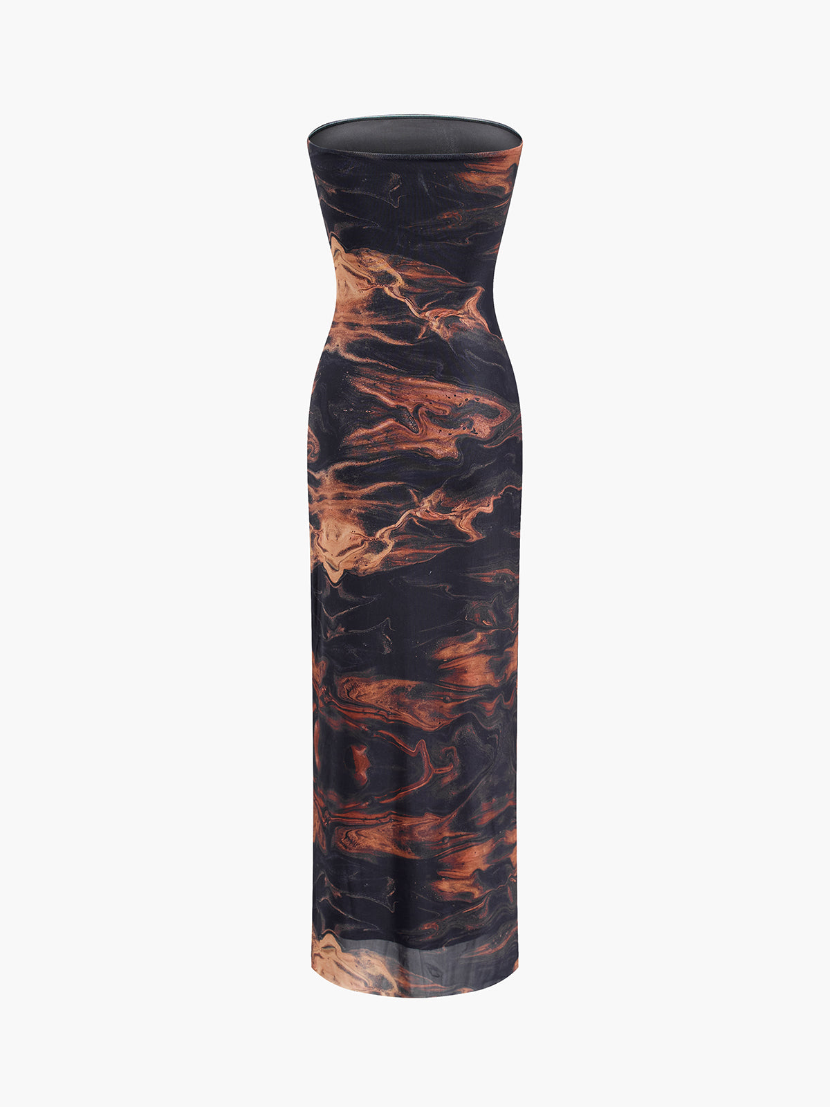 Magma Print Mesh Tube Long Dress