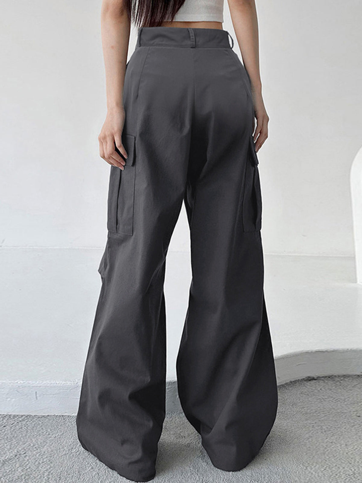 Buttoned Cargo Parachute Pants