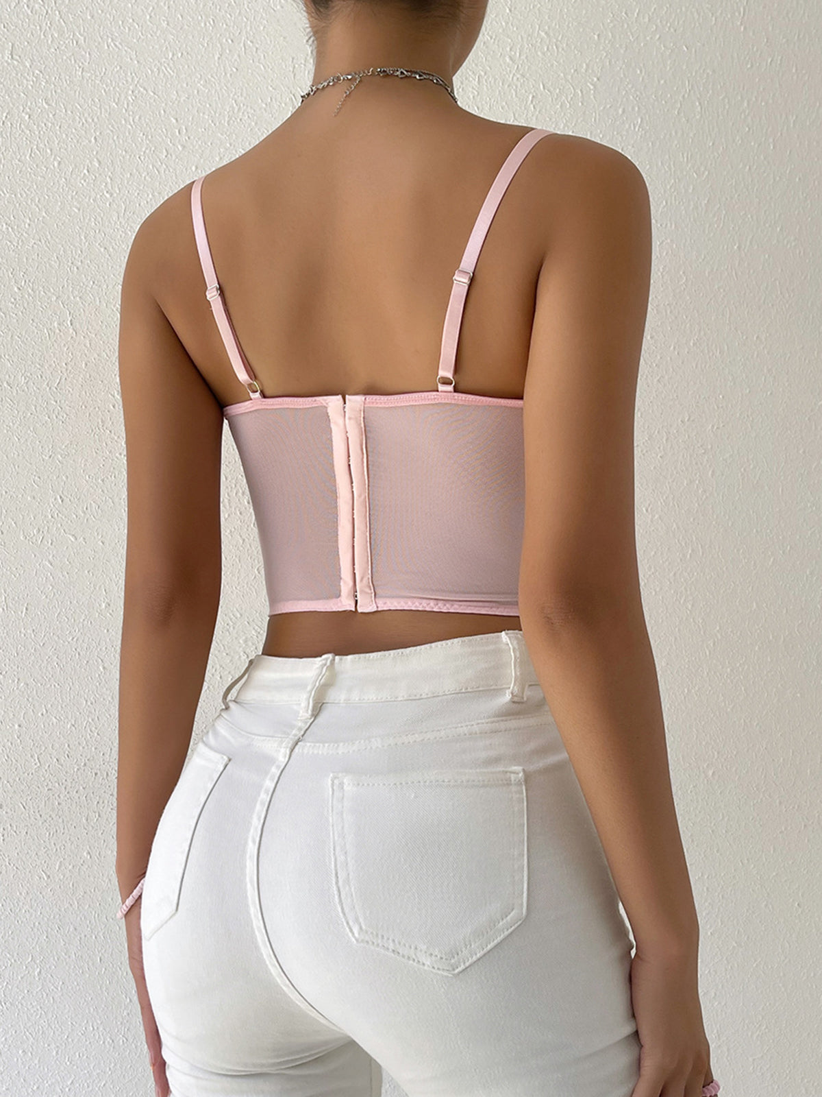 Cherry Blossoms Mesh Crop Corset