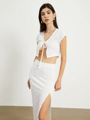 Wavy Textured Two Piece Skirt Set