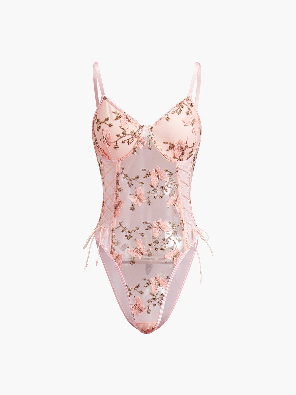 Tied Floral Mesh Bodysuit