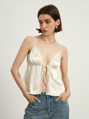 Lace Trim Satin Cami Top