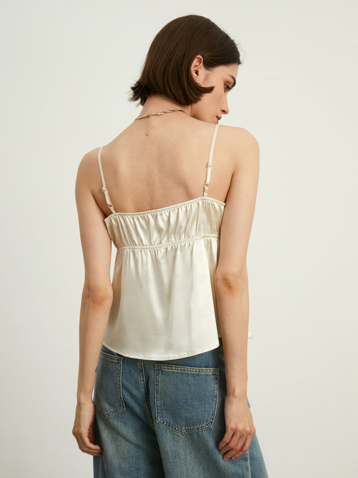 Lace Trim Satin Cami Top