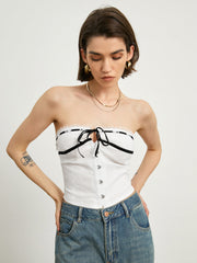 Contrast Tied Tube Crop Top