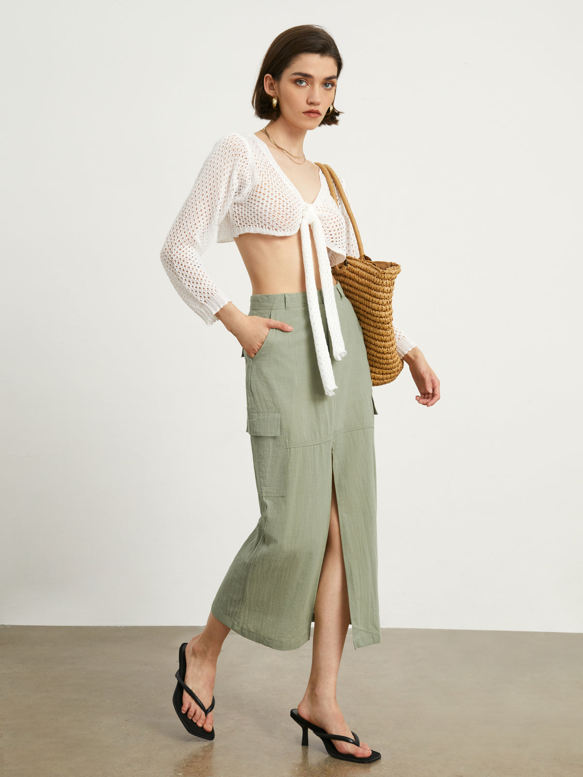 Cotton Cargo Maxi Skirt