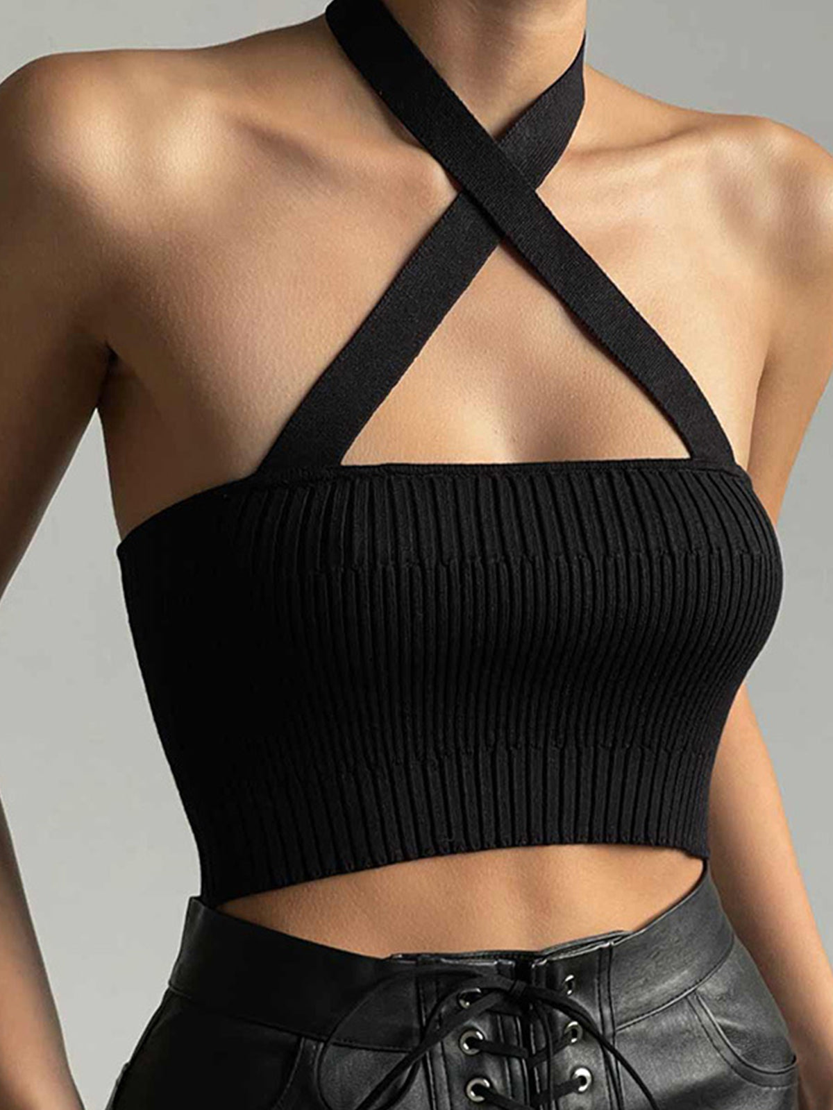 Rib Criss Cross Crop Top