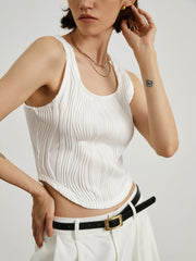 Wavy Textured Crop Tank Top