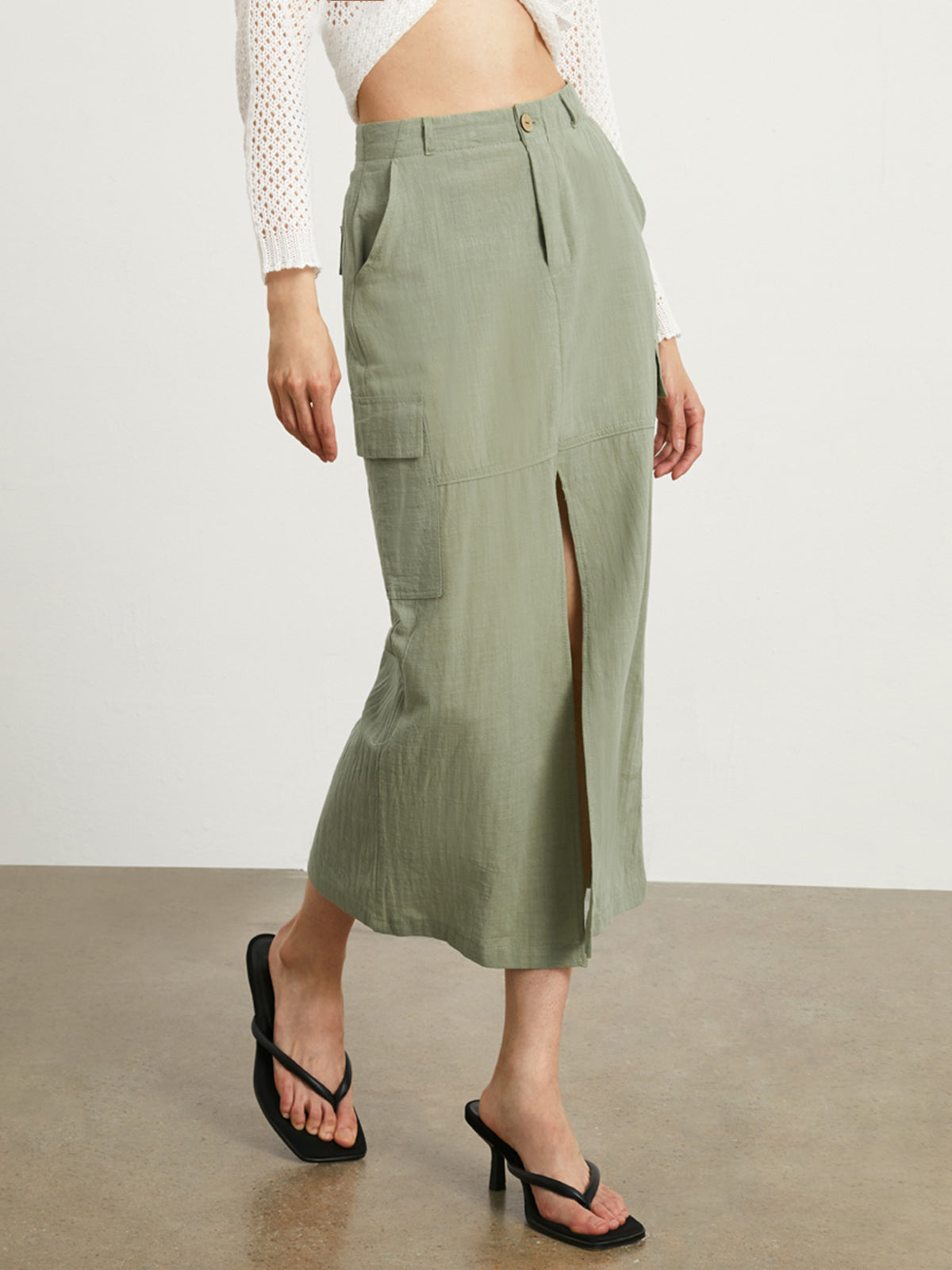 Cotton Cargo Maxi Skirt