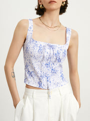 Camelia Floral Crop Tank Top