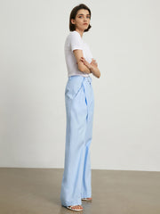 Sky Blue Belted Wide Leg Pants