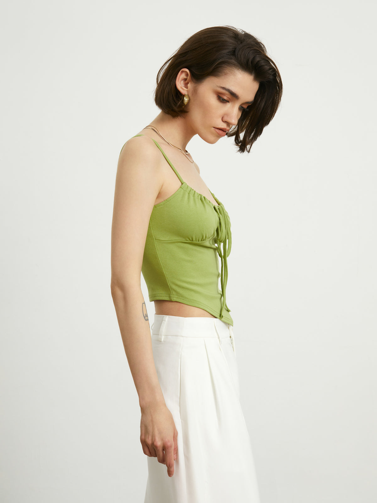 Ruched Drawstring Handkerchief Cami Top