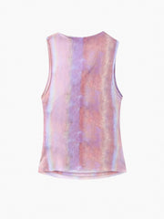 Tie Dye Mesh Ruched Tank Top