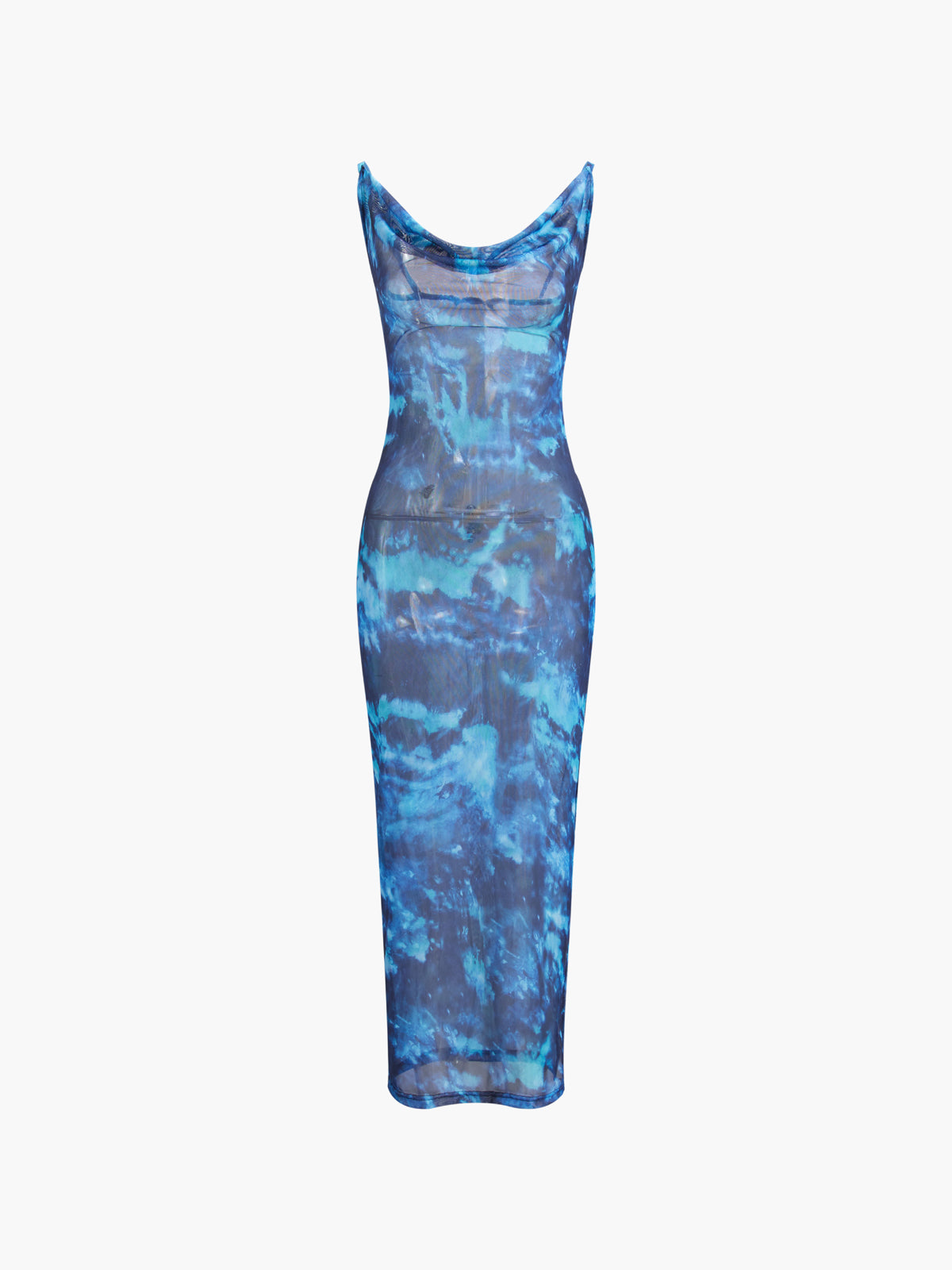 Deep Ocean Tie Dye Mesh Long Dress