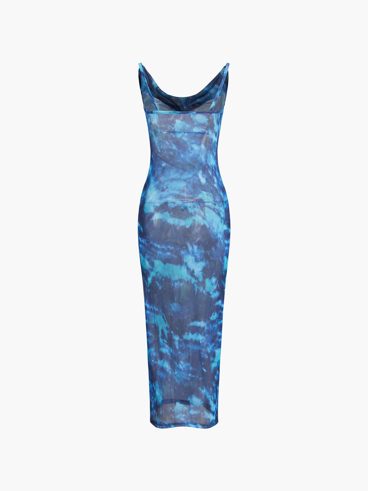 Deep Ocean Tie Dye Mesh Long Dress