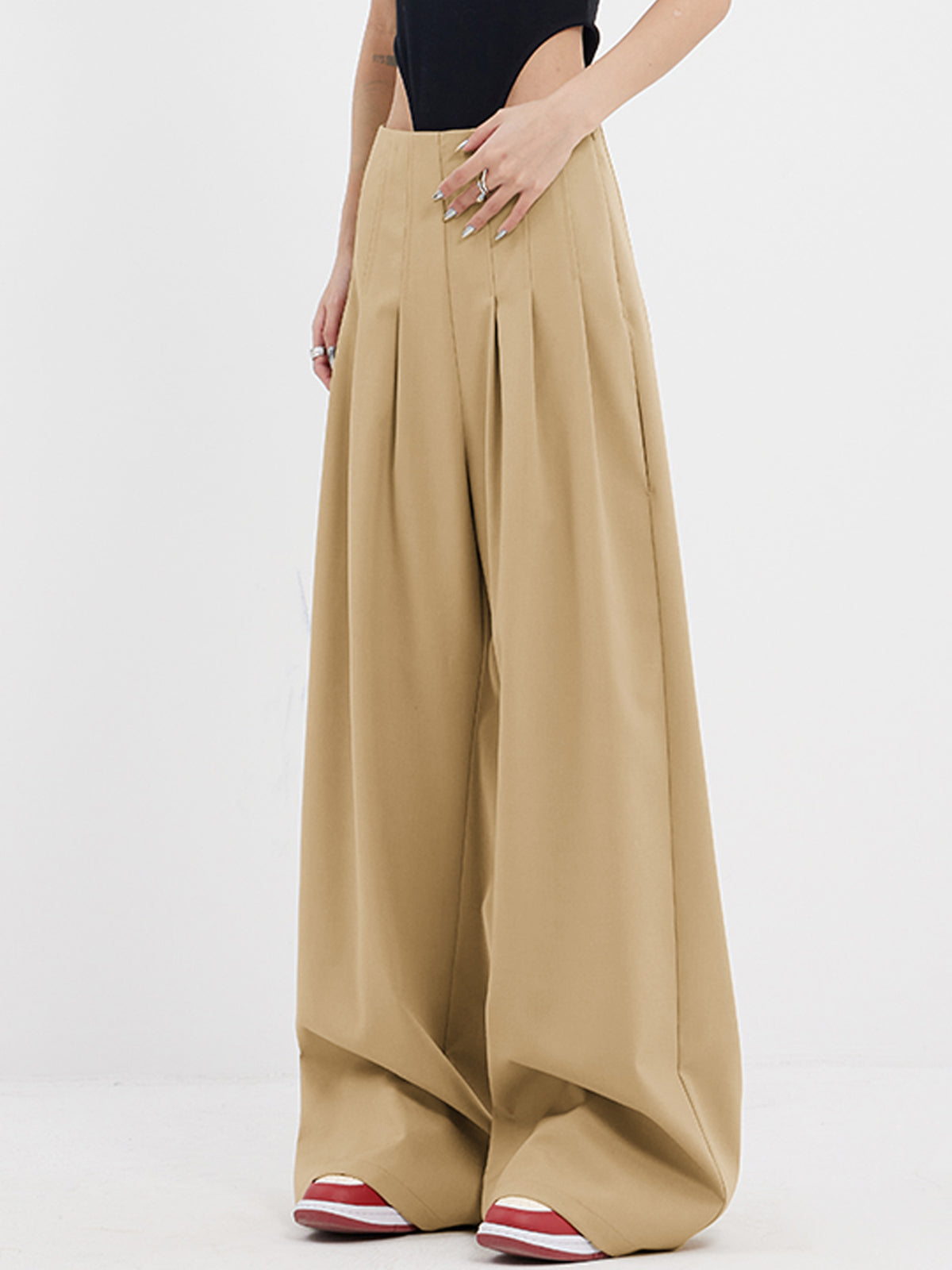 Street Oversized Pleat Wide Leg Pants