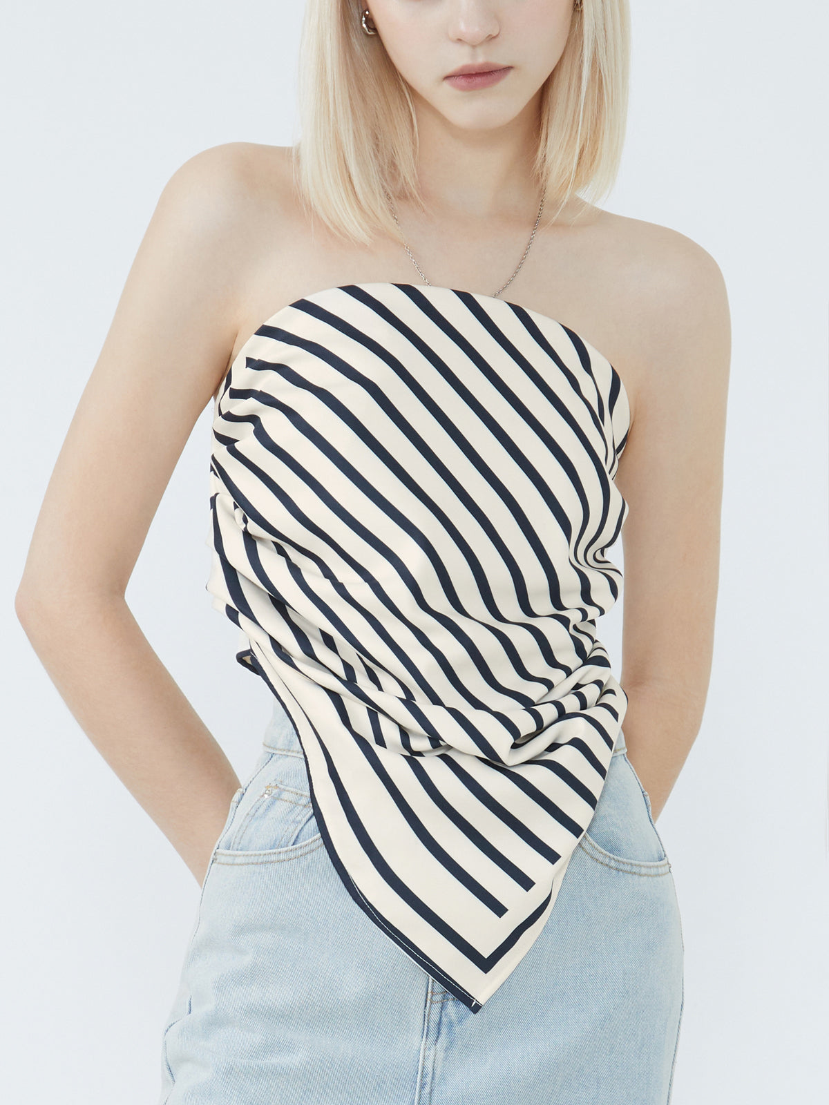 Stripe Tube Scarf Top