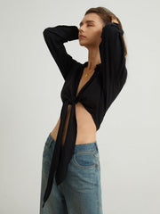 Tied Cotton Crop Shirt