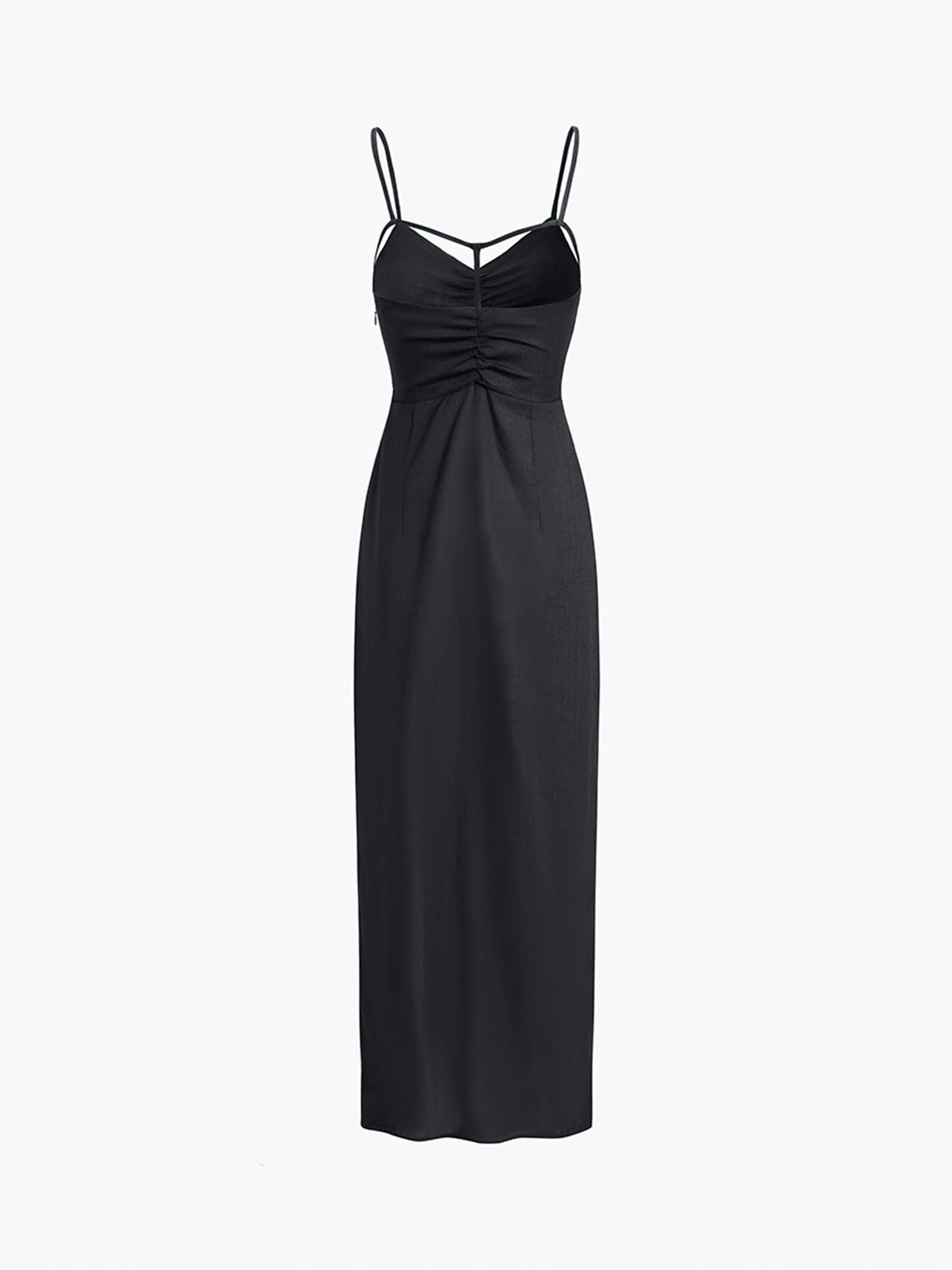 Ruched Slit Long Dress