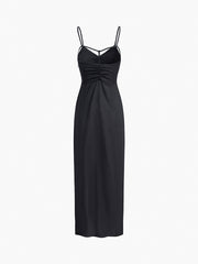 Ruched Slit Long Dress