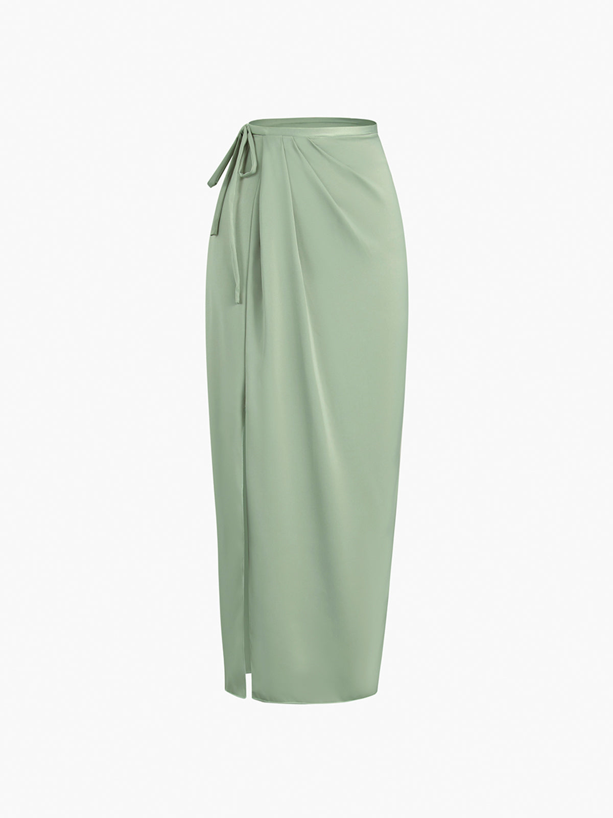 Wrap Satin Slit Maxi Skirt