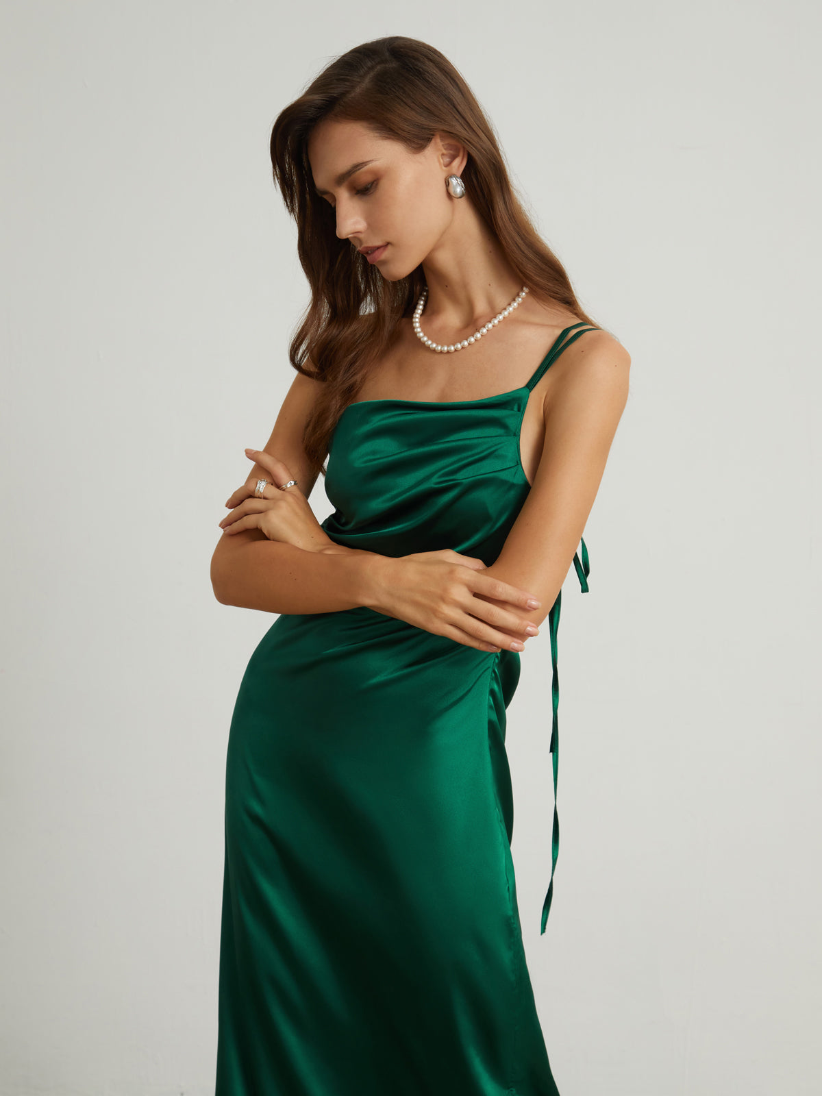 Greenfield Back Tied Satin Midi Dress