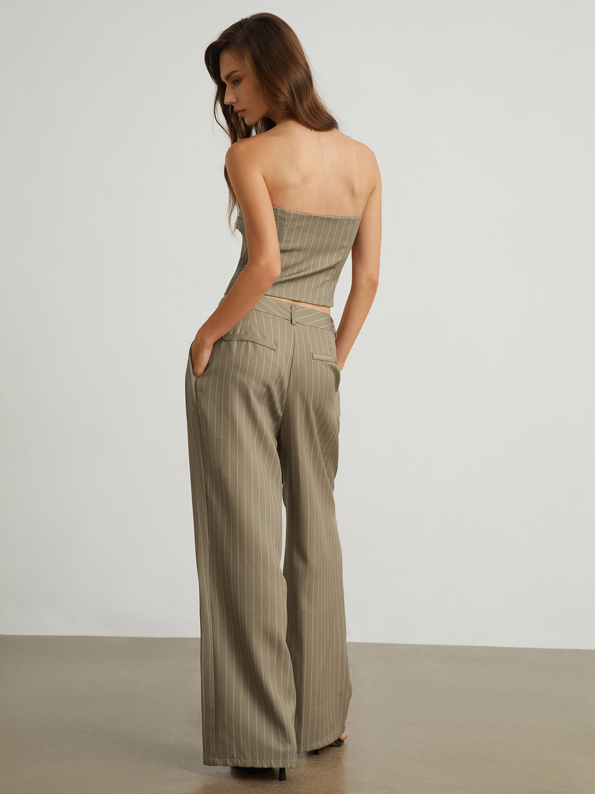 Carpe Diem Pleat Pinstripe Wide Leg Pants