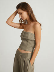 Carpe Diem Pinstripe Crop Tube Top