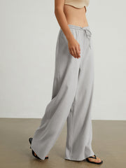 Leisure Drawstring Wide Leg Pants