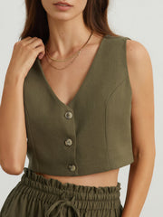 Azores Button Down Crop Vest