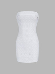 Eyelet Zippered Tube Short Dress