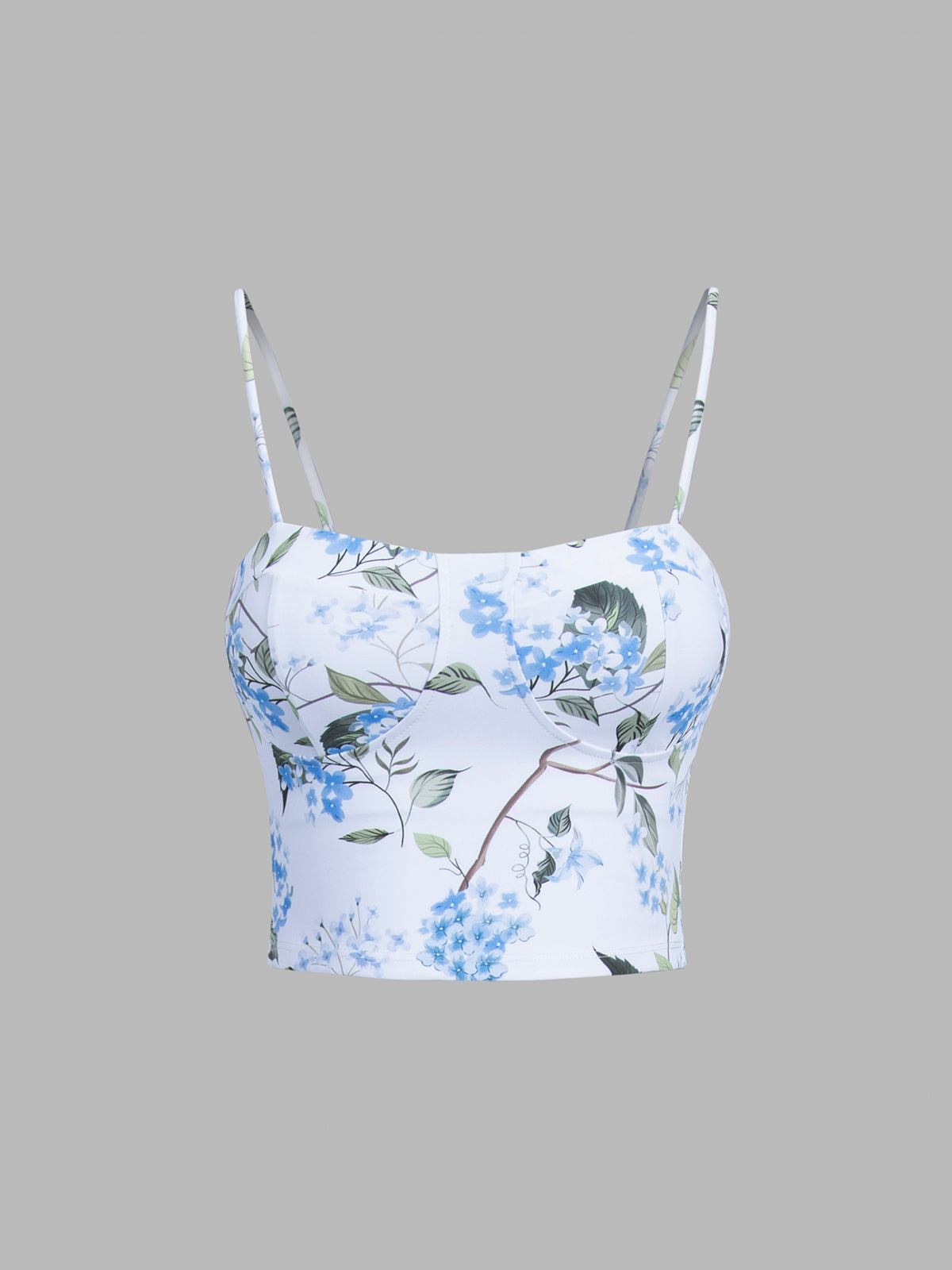 Padded Floral Crop Cami Top