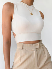 Tied Back Cutout Crop Tank Top