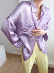 Oversized Satin Button Down Shirt