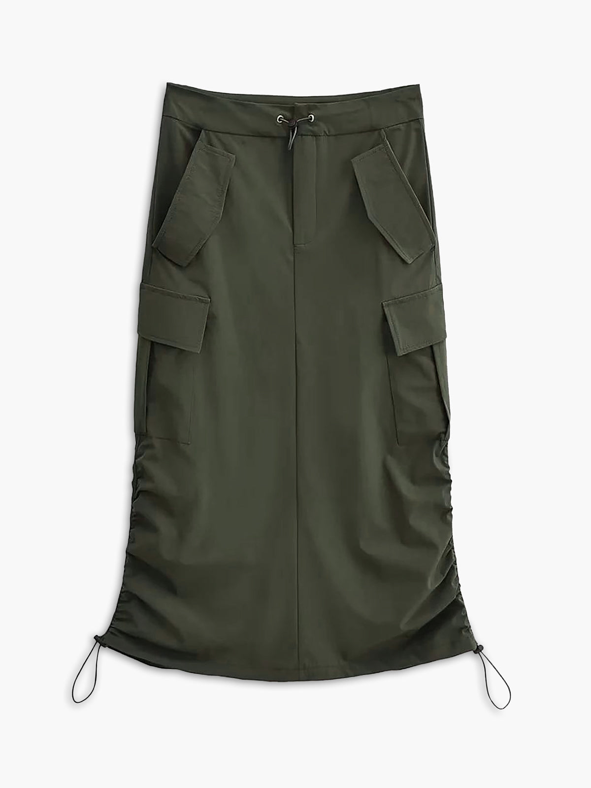 Pockets Drawstring Cargo Long Skirt