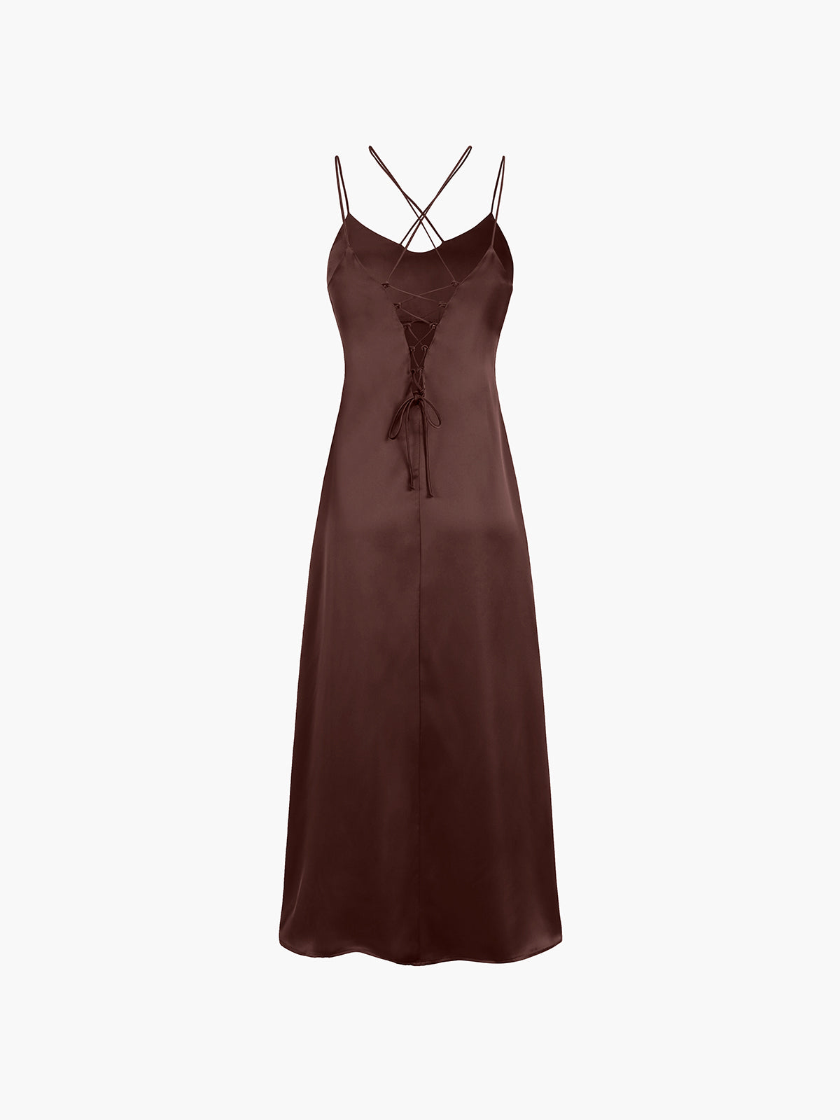 Cocoa Beans Satin Tied Midi Dress