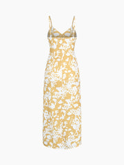 Yellow Zebra Print Zippered Midi Dress