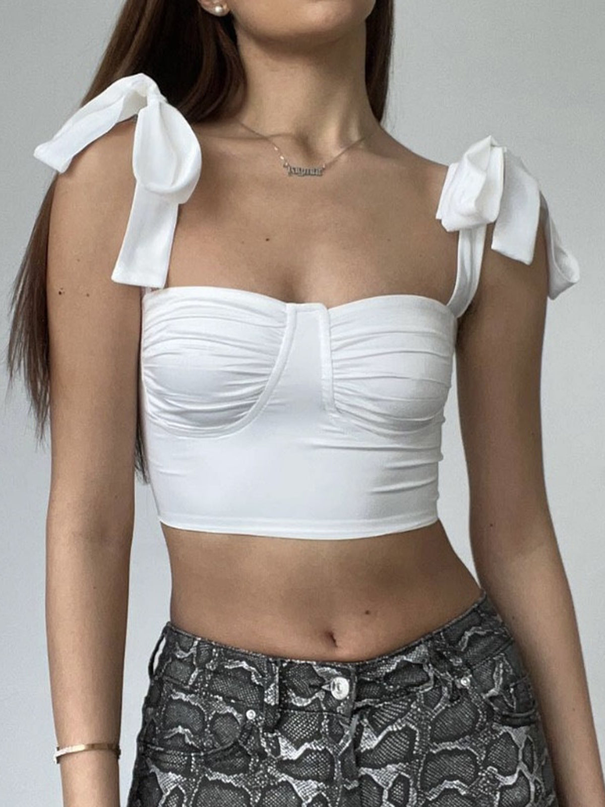 Cup Details Tied Crop Top