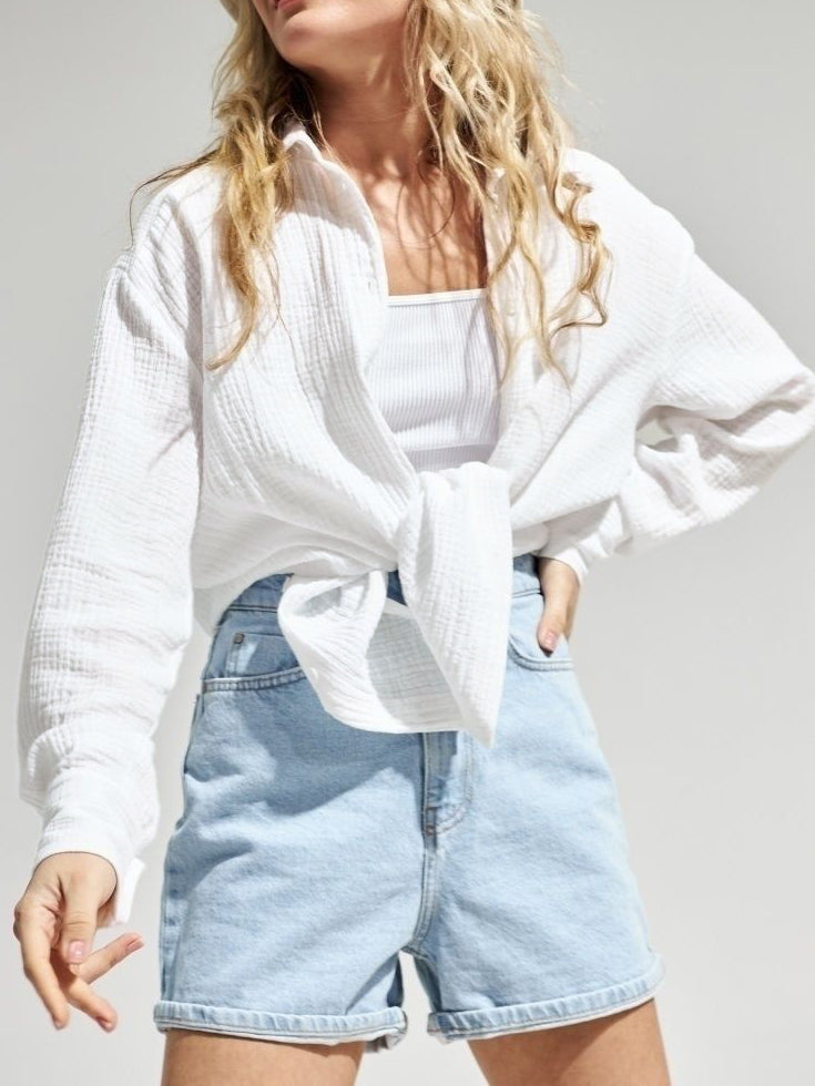 Oversized Cotton Plisse Shirt