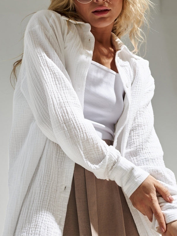 Oversized Cotton Plisse Shirt