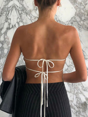 Satin Tied Open Back Tube Scarf Top