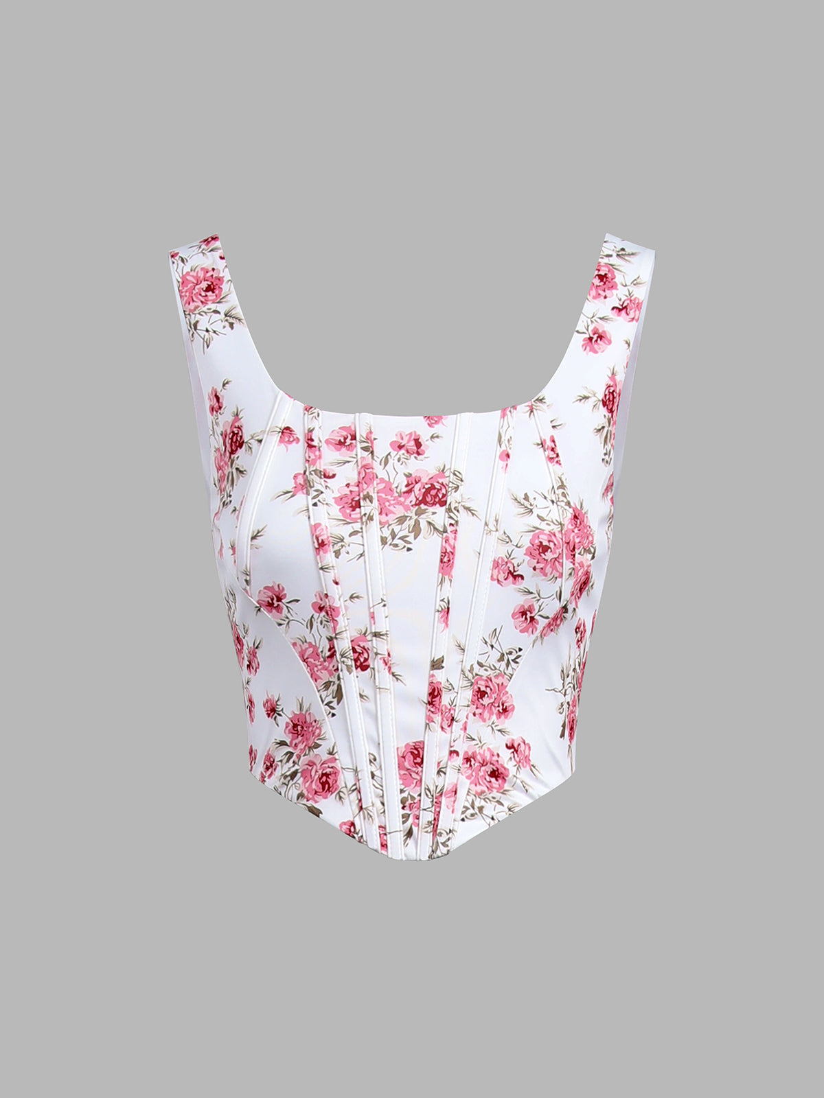 Iris Floral Zippered Crop Corset Top